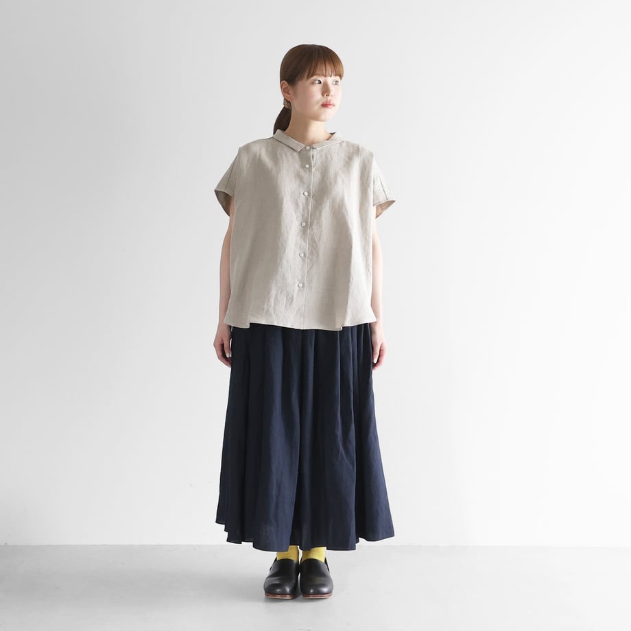 オールドレピアリネンロングスカート(ダークネイビー)【レディス】U402 U402-TC07-29NVY【HUIS.】遠州織物 HUIS ハウス 【送料無料/メール便または宅配便発送】|さきっちょ 店