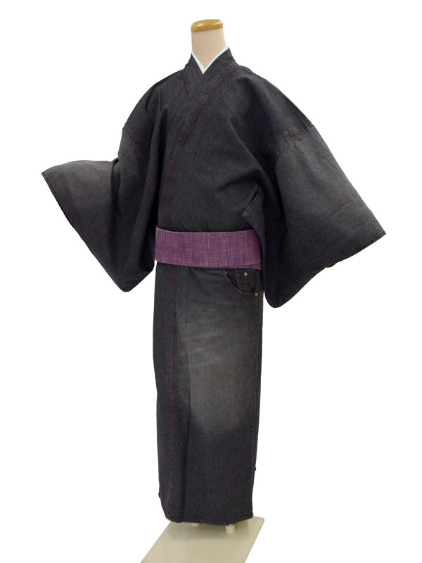 お仕立てもの売り上げ高 メンズ きもの ジーンズ御召しもの\u003cBR\u003e巡-MEGURU-【 御召しもの 単品 】\u003cBR\u003e黒いこと 不都合産業\u003cBR\u003e【貨物輸送無料でお届けします】\u003cBR\u003eジーンズ 原料品でできた目あたらしい メンズ御召しもの です