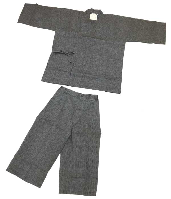 こむさ ブランド 高級 甚平 綿麻 甚平 JIMBEI【グレー縞】 綿麻で着心地さわやか【Ｍサイズ】 夏は気軽に着れる「甚平」 「 父の日 」などの プレゼント にも最適♪ 8,250円