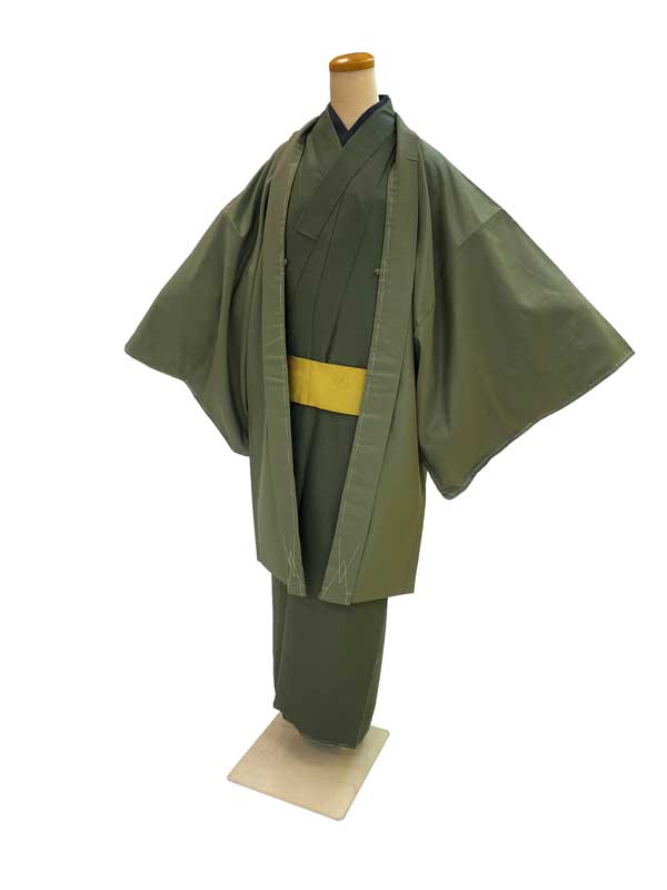 お仕立て上り メンズ きもの【Ｌサイズ】 袷の着物 　男物 きもの 【メーカー処分品】 着物で お洒落 を楽しもう♪ 気軽に着れる キモノ です！ 【きもの ・ 羽織 ・ 長襦袢　３点セット】