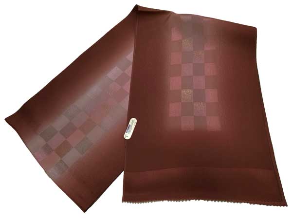 【　正絹帯揚　市松柄ぼかし　】 【激安処分品】メーカー処分品 激安セール商品♪ ご使用には全く問題ございません 【　正絹帯揚　赤茶色　】