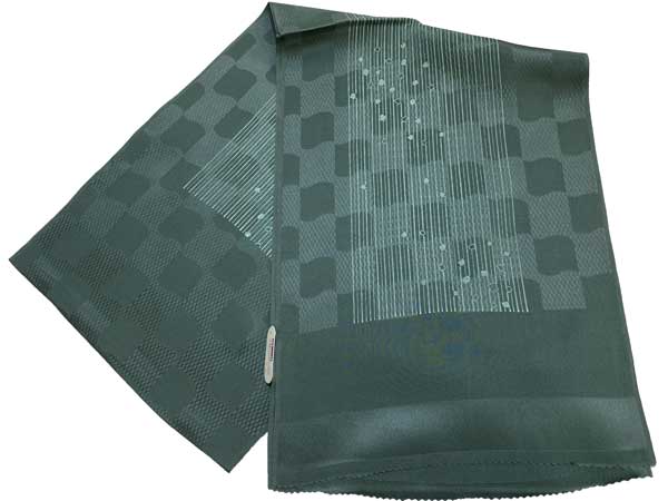 【　正絹帯揚　市松模様柄　】 【激安処分品】メーカー処分品 激安セール商品♪ ご使用には全く問題ございません 【　正絹帯揚　灰緑色　】