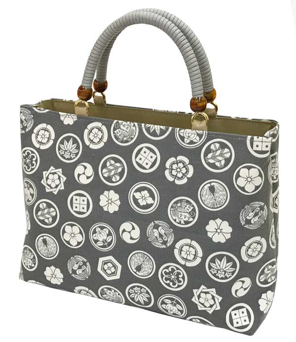 正規品 さくら小町オリジナル商品 家紋 模様柄 トートバッグ洋装 和装に使える 家紋柄 グレー色地 標準サイズ 日本製 男女兼用でご使用いただけます さくら小町 店 注目の Gpehomedesign Com