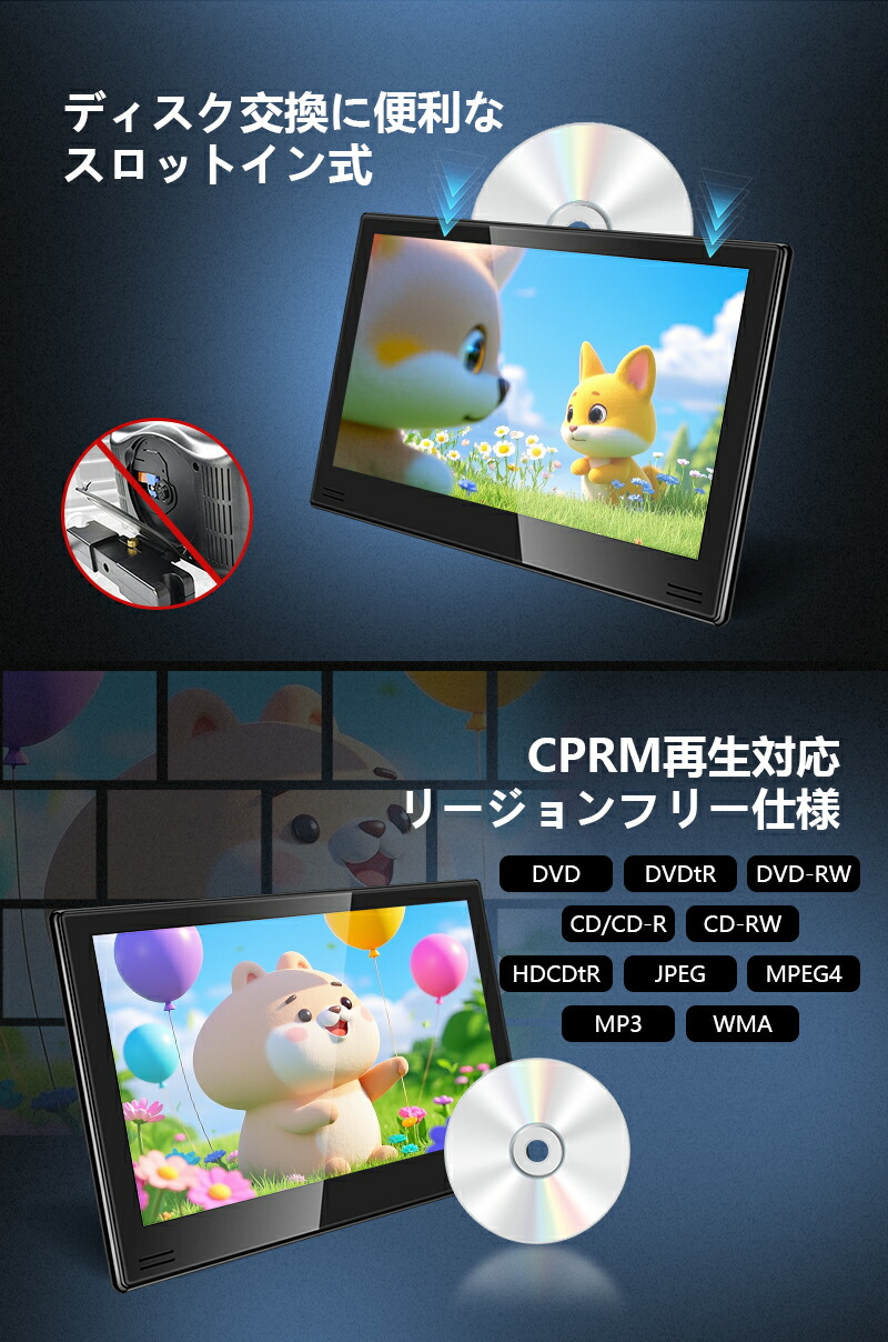 SAKUKA ヘッドレストモニター 11.6 インチ DVDプレイヤー DVD内蔵 HDMI