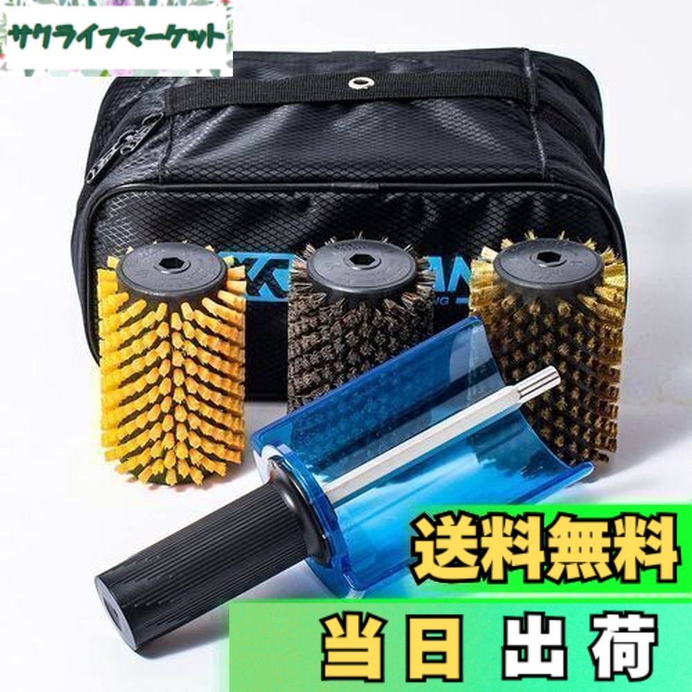 【貨物輸送無料】XCMAN スノーボード用ナイロン、ブロンズ、キルク、馬毛毛はらい 円形交差点毛はらい、シングル矢がら(手持ち部分)の４点書き割り、100 粍長さ (ナイロン、ブロンズ、馬毛毛はらい、シングル矢がら(手持ち部分))