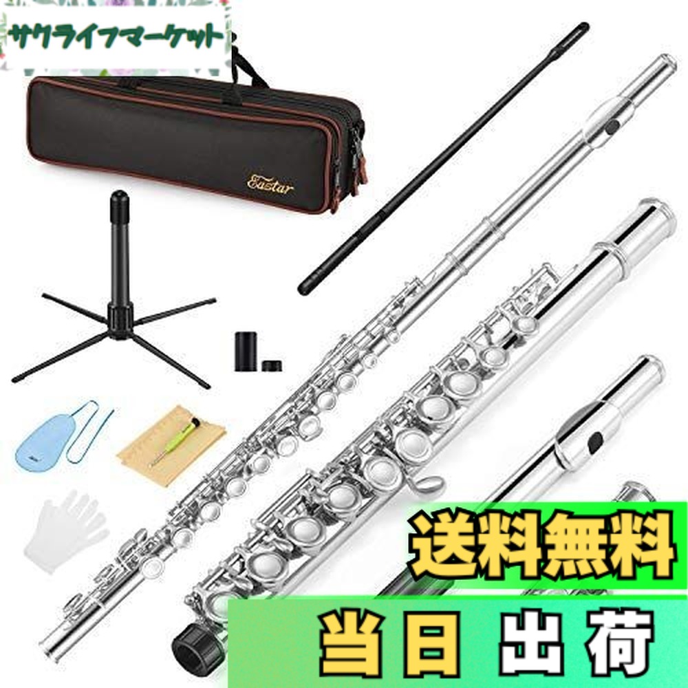 【送料無料】Eastar フルート カバードキー 16穴 Eメカ付き オフセット ニッケルメッキ スタンド&専門ケース｜サクライフマーケット
