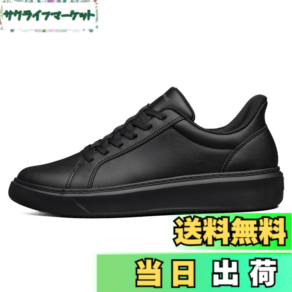 【送料無料】[フォクスセンス] スニーカー 【立ったままスッと履ける 理学療法士推薦】 ウォーキングシューズ レースアップ カジュアル ビジネスシューズ メンズ レディース 防水 世界一快適 通勤 歩きやすい 立ち仕事 軽量 ブラック 26.0 cm T1018-01