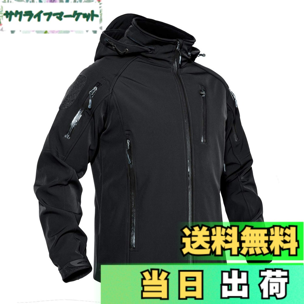 【貨物輸送無料】[KEFITEVD] ソフトシェルジャケット メンズ 冬 アウトドア上衣 防撥水 自動自転車上衣 山登り アウター 防風 御役目着 防寒着 魚釣り 難民キャンプ 厚地の外套 スキーの板御召しもの 黒 黒いこと M