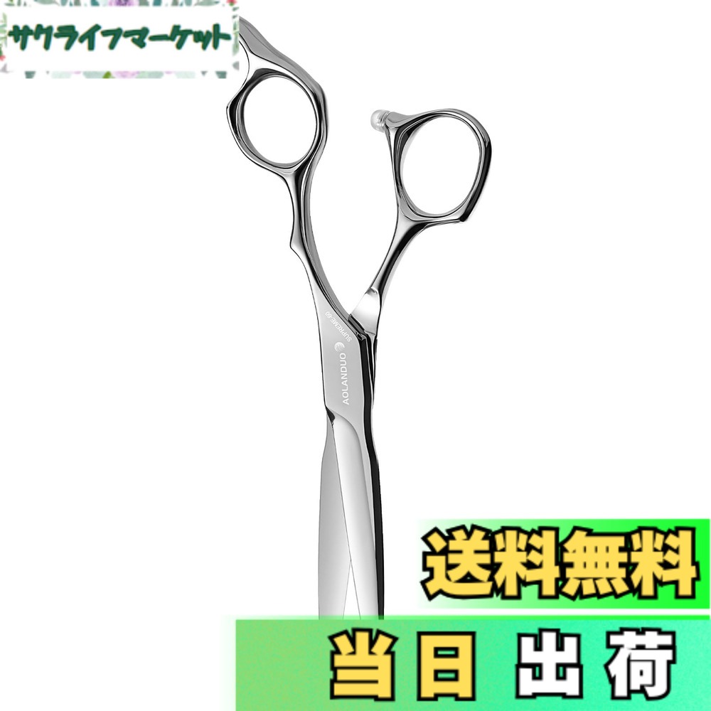 【貨物輸送無料】AOLANDUO髪切り剪刀（6in）-人並み外れたに小ざかしい-オフセット青写真日本のJP440Cステンレス鋼鋼の髪切り剪刀バーバー＆赤ちょうちん理髪師の利得の-木目細かな動くこと小っちゃいな細工人技理髪師剪刀 色：しろがね色白いこと、大きさ：6.0 Inch