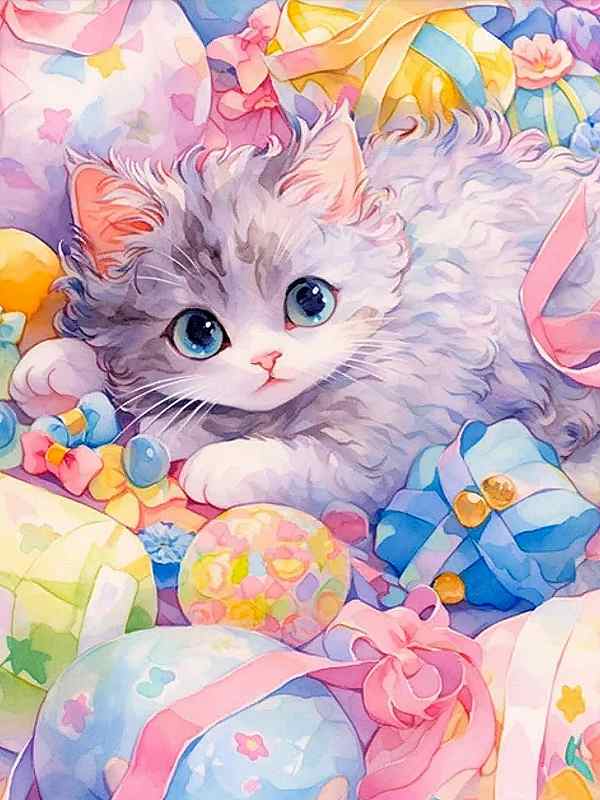 ダイヤモンドペインティングキット 猫と花の風景 90㎝×65cm DAC ダイヤモンドペインティングキット 猫と花の風景 90㎝×65cm DAC