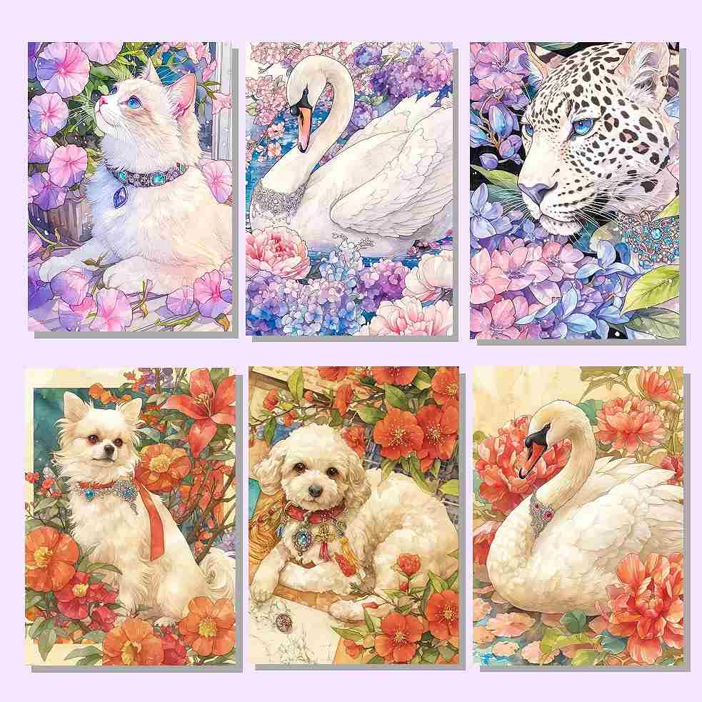 楽天市場】ダイヤモンドアート 動物6種 四角ビーズ 猫 白鳥 虎 チワワ