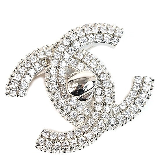 レア★CHANEL ターンロック　ブローチ ラインストーン　シルバー　ココマーク CHANEL シャネル ブローチ ココマーク メタル/ラインストーン