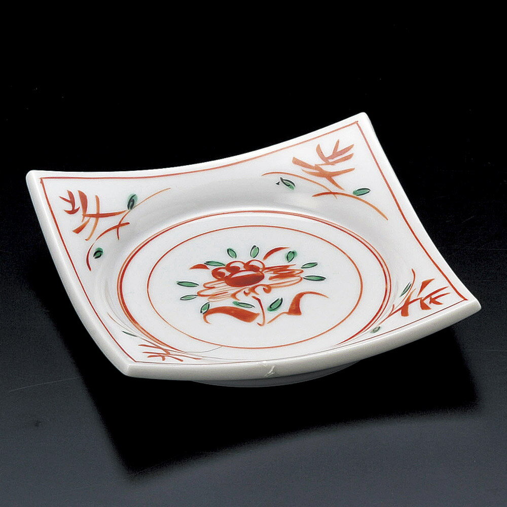 楽天市場】11cm 赤網掛 角折れ 四角皿10.8x10.8x3.2cm松花堂弁当箱