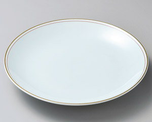 金重有邦　径 38 cm 足付き大皿 大皿 御本手大皿 直径38.5センチ 九谷青窯 白磁 渕太しのぎ 6.5