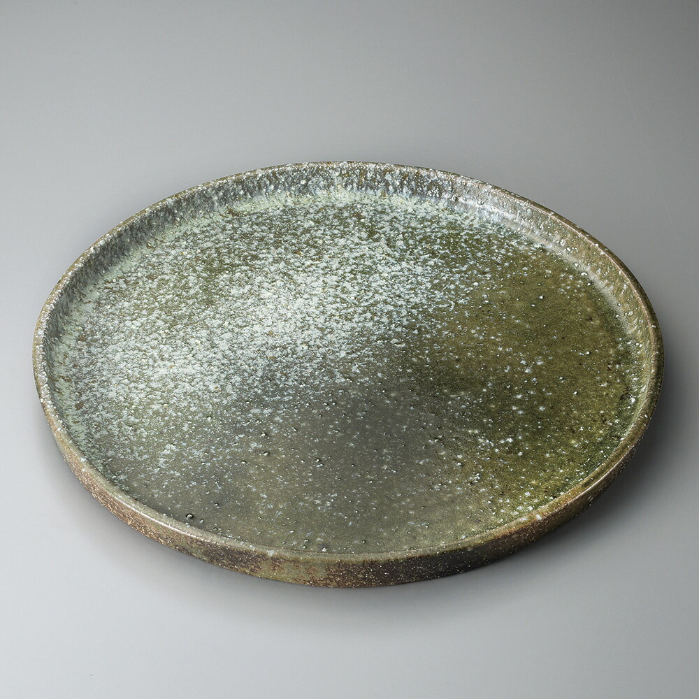 信楽焼 47cm 南蛮窯変 切立 平大皿47.5x3.5cm 日本製おばんざい さしみ盛 お惣菜の盛り合わせ パーティー 宴会 おもてなしの盛り付けに大振りの丸皿 変形皿 特大サイズの盛り付け皿