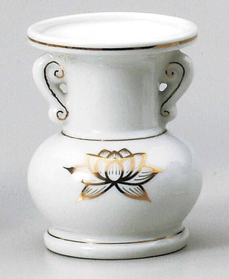 楽天市場】10cm 白磁 金はす 香炉(線香立） 10x7.5cm 日本製 神具