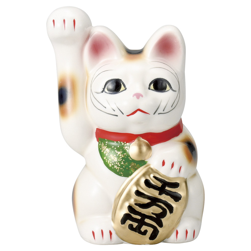 招き猫 13cm 千両猫 右手白猫日本製 瀬戸焼神具 仏具が業務特別価格福を呼ぶ 幸運 金運 縁起物 陶器製まねき猫 超安い品質