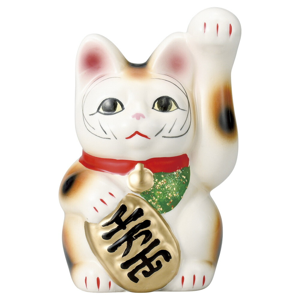 楽天市場】招き猫 24cm 七福神 宝ねこ 右手 青日本製 瀬戸焼神具