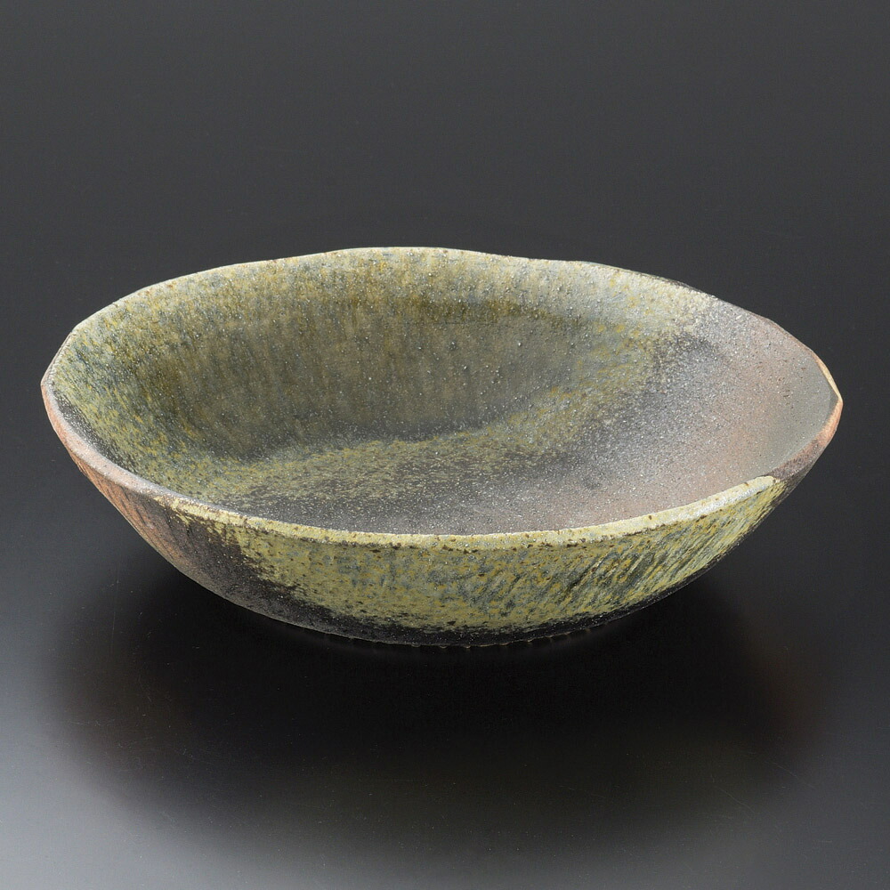 信楽焼 火色灰釉 33cm 特大鉢33cmｘ8cm お惣菜の盛り合わせ 炊きもの 煮物 おばんざいの盛り付けに大振りの深鉢/30cm以上の特大サイズ日本製 大皿 大鉢 盛り皿 深皿 煮物鉢 業務価格で｜産地問屋の 【サクラ陶器 】