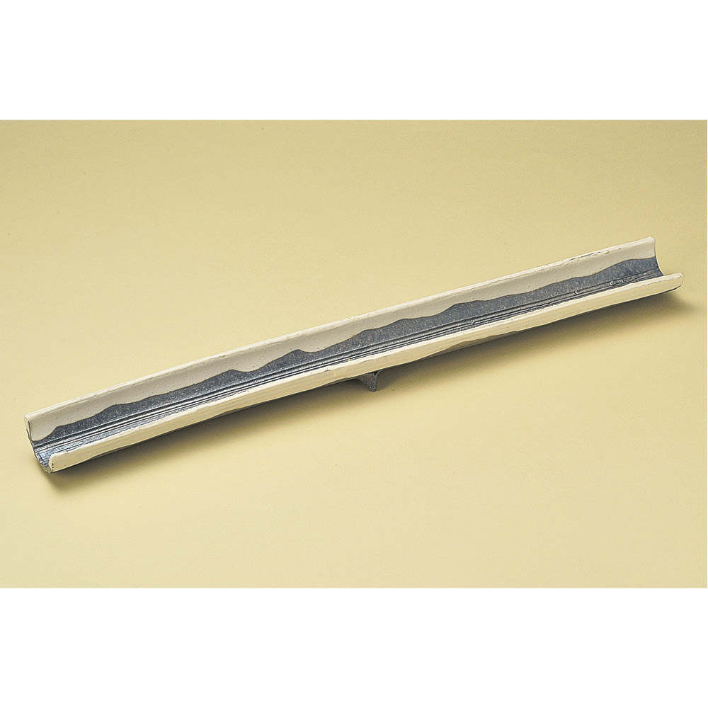 66cm 信楽 掛け分け窯変 筒割り細長皿<br>日本製<br>オードブル 寿司懐石 刺身 前菜盛り合わせに<br>宴会 パーティー おもてなしの変形陶器 超特大サイズの特殊な陶器