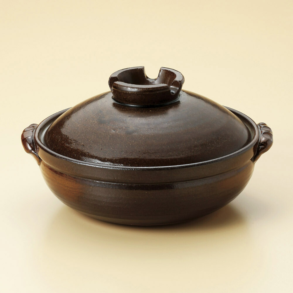 萬古焼 灰釉 9号土鍋 32.6ｘ28.5ｘ17糎 3200竓 \u003cBR\u003e日本製