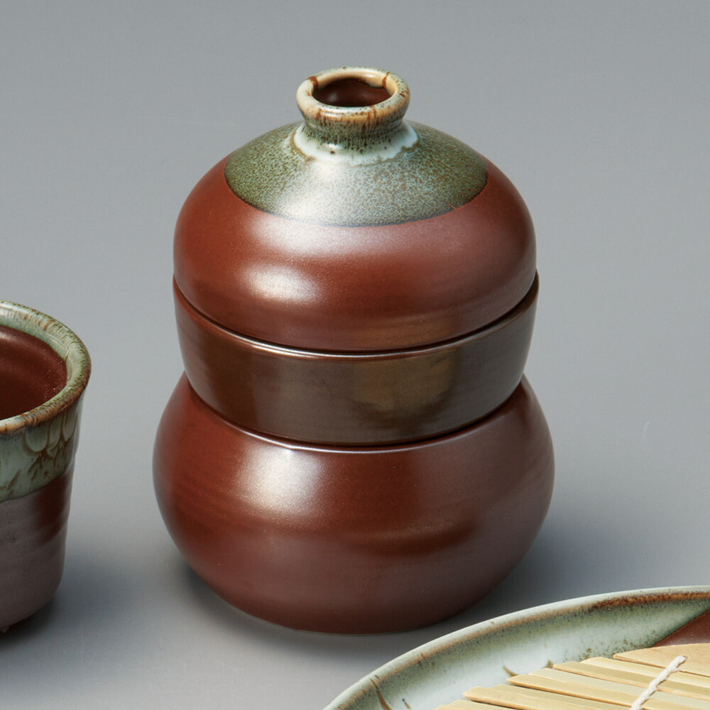 楽天市場】赤絵吉兆 三段 徳利蒸し 10x13.5cm 徳利120cc だし入300cc