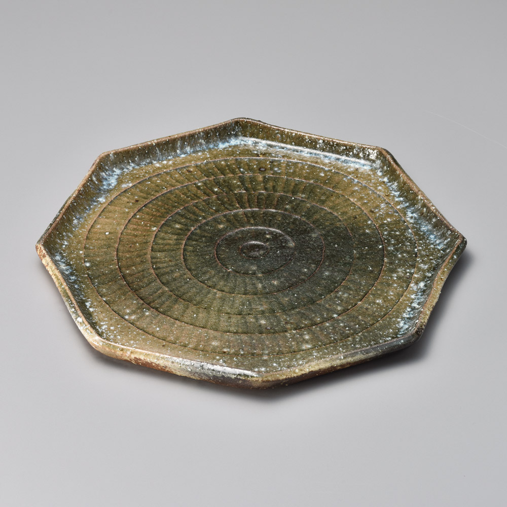 信楽焼 39cm 窯変南蛮 八角大皿 39x39x3cm 日本製 おばんざい さしみ盛 お惣菜の盛り合わせ パーティー 宴会 おもてなしの盛り付けに 大振りの丸皿 特大サイズの盛り付け皿