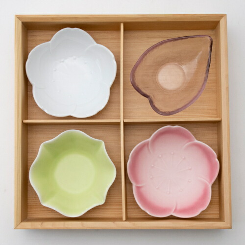 楽天市場】松花堂弁当 4品盛セット「月」 蓋付4仕切箱と小鉢4点の