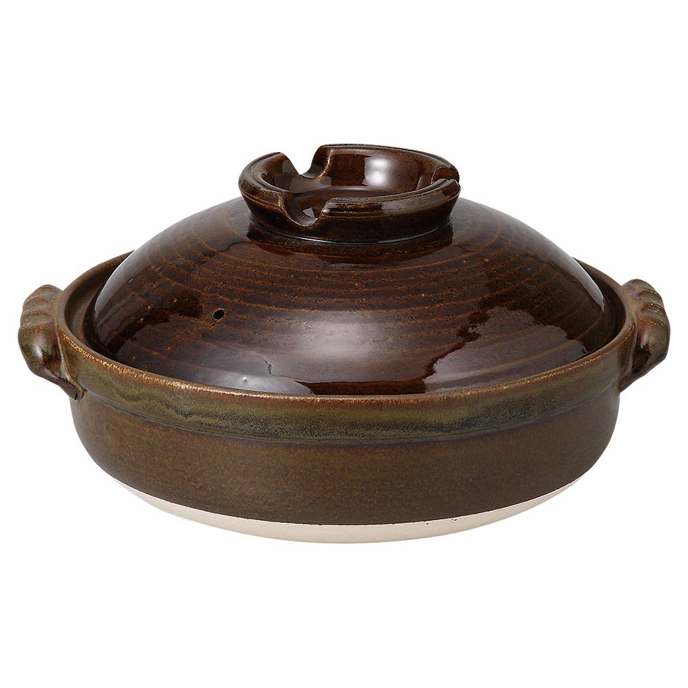 鉄釉 8号 土鍋 28.5ｘ25ｘ15cm 2470cc　 直火用 萬古焼土鍋　 日本製