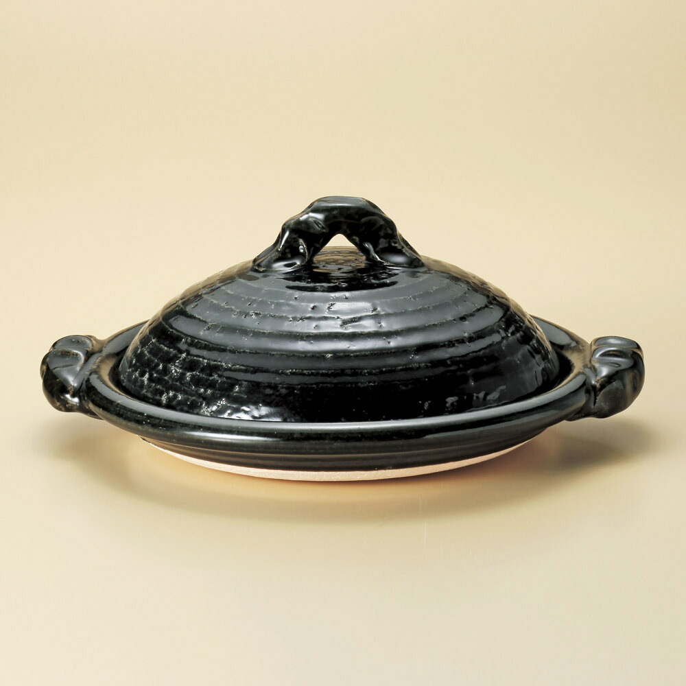 楽天市場】信楽焼 赤茶釉 36cm 蓋付 平型陶板鍋 43x36x17cm直