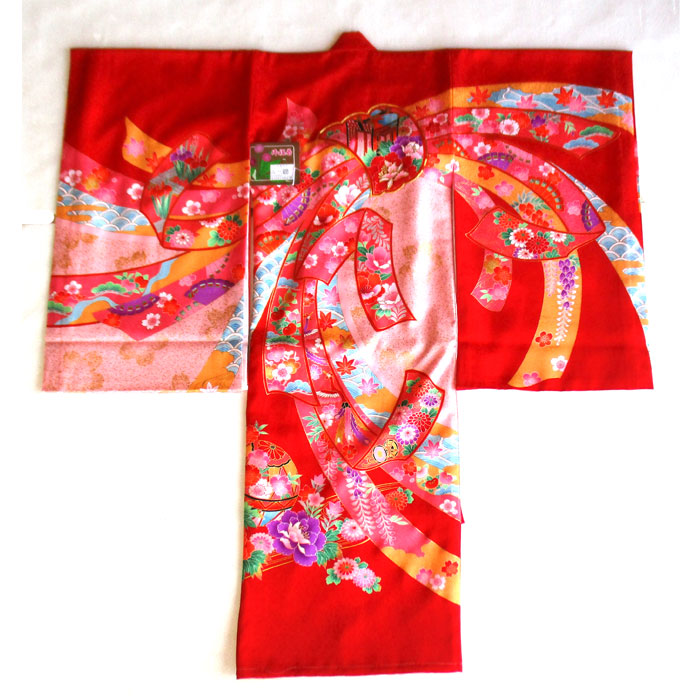 405 赤 華やかなのしめ柄 初宮参り お祝着 初着 産着 一ツ身 のしめ 熨斗目 女の子 女の子向けプレゼント集結
