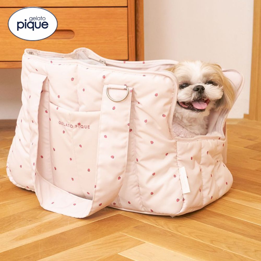 【定め事売りわたす店】 ジェラートピケ gelato pique オランダ苺柄キルティングキャリーバック PAGB259129 飼い犬 ジェラピケ 御徒面子 おほっつき歩く おさんぽ おでかけ 愛くるしい 猫 CAT\u0026DOG