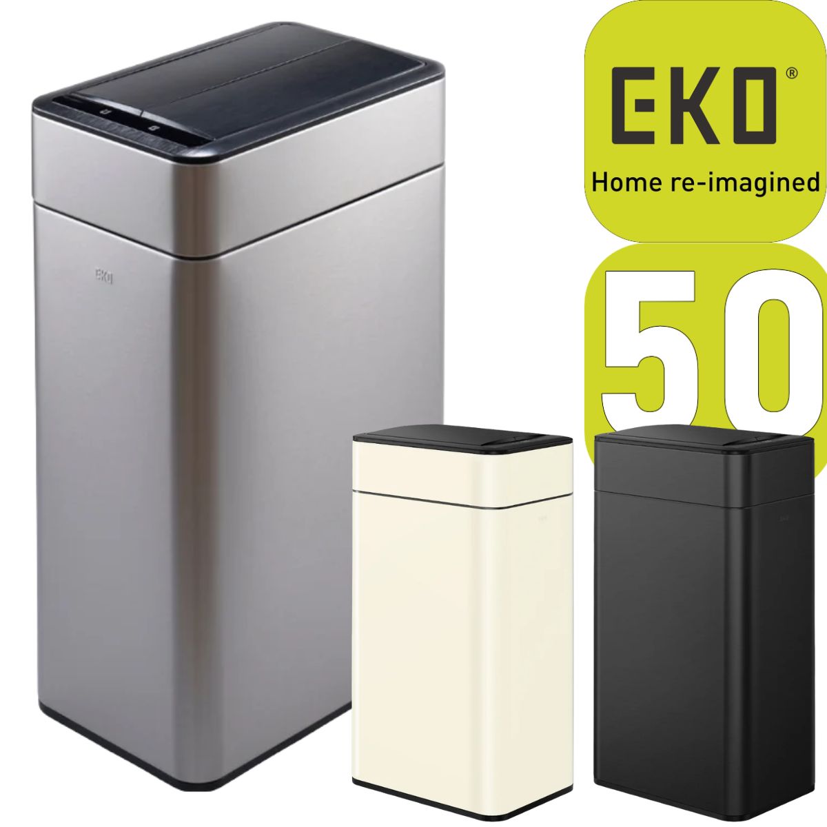 EKO ファントムプロ 検出器壜 50L しろがね色 黒いこと 白いこと EK9577-50L | 紙くずかご 自動小銃開閉 紙くずかご 検出器式 ステンレス鋼 蓋付き添い人 か細い 静音 下着類ボックス席付 ラインドライブ輪っか付 指紋押さえ付ける工業 国内1年引きうける PHANTOM PRO SENSOR BIN