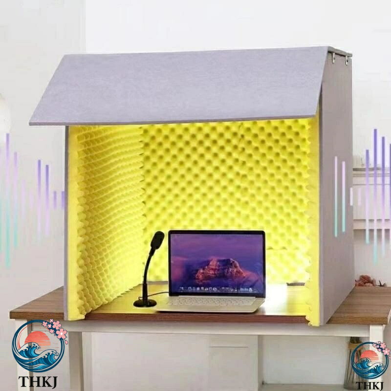 【全品5%ポイント】防音ボックス パーテーション 防音ブース 自宅 天板付き 幅 80× 奥行 80× 高さ 80cm THKJ 簡易防音室 1 人用 卓上 折りたたみ 組み立て式 12 使いやすい|SAKURA Factory