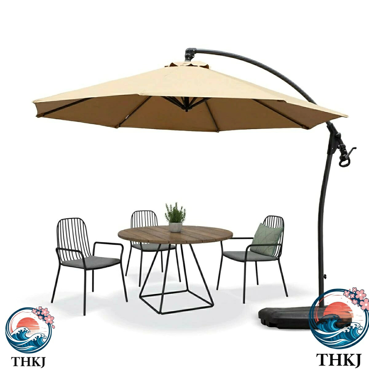 【全品5%ポイント】大型ガーデンパラソル 直径 300cm UV カット 撥水 風に強いアルミ製ハンギングパラソル 日除け傘カバー＆水タンクベース付き 庭園 中庭 テラス用｜SAKURA Factory