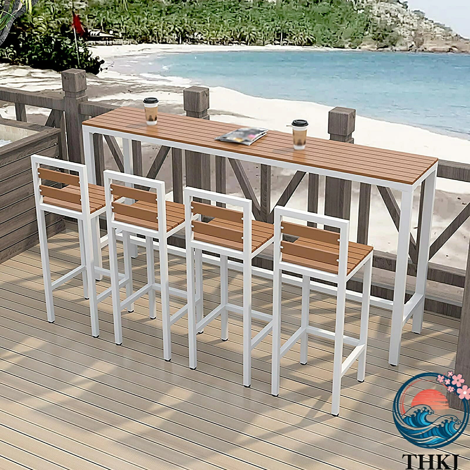 【全品5%ポイント】5 点セットベランダカウンターテーブルチェアセット 屋外ハイテーブル食卓セット THKJ｜SAKURA Factory 58,012円