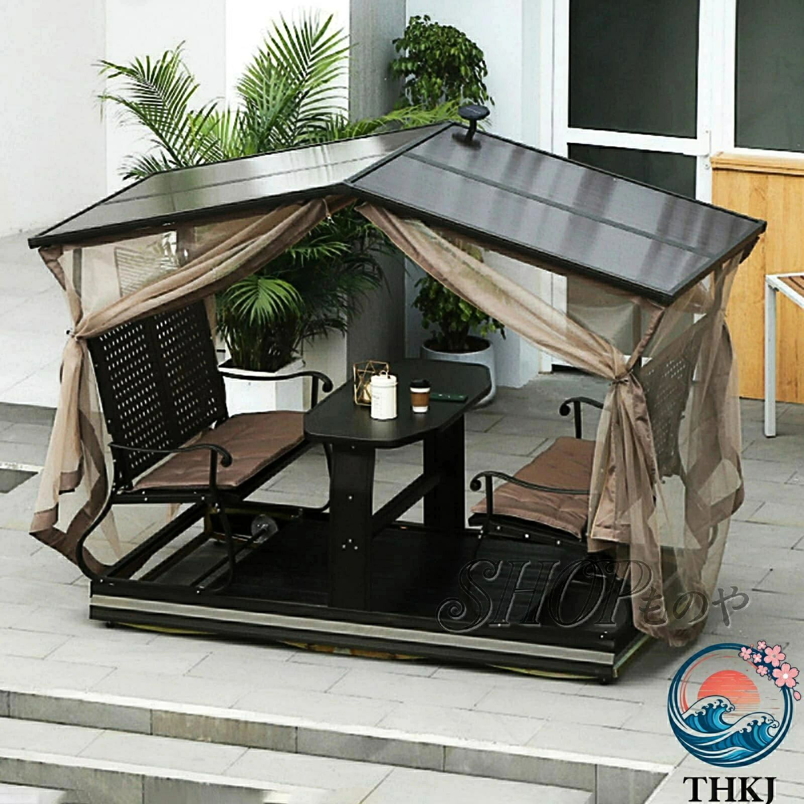 【全品5%ポイント】アルミ亜鉛メッキ鋼屋根付き常設ガゼボ 庭裏庭テラス大型屋外テラス屋根｜SAKURA Factory