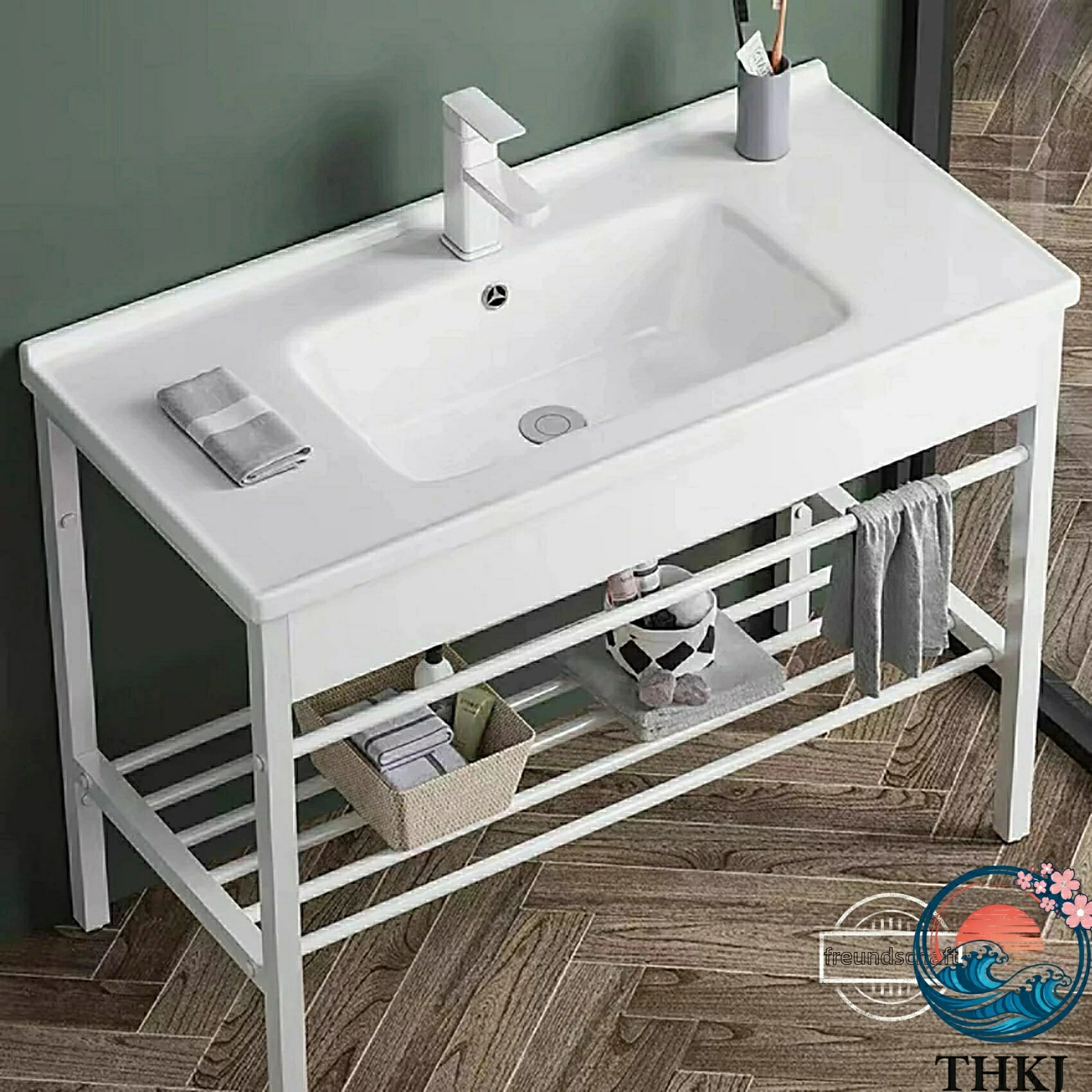 【全品5%ポイント】混合水栓付き洗面台セット ガーデンキッチンシンク ホワイト洗面器流し台|SAKURA Factory