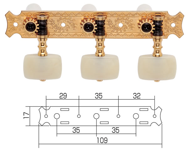 楽天市場】GOTOH クラシックギター ペグ 35G1600 BB(黒ボタン