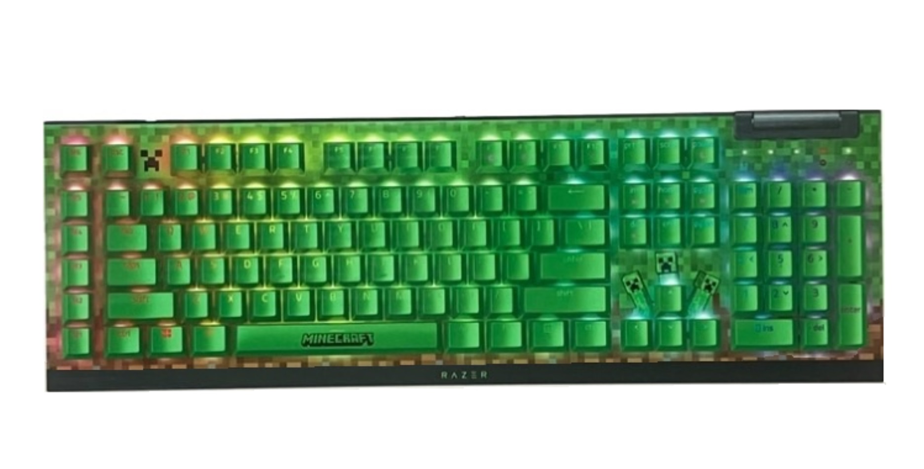 Razer BlackWidow V4 X Minecraft Edition Green Switch 英語配列 緑軸 有線 フルサイズ メディアキー / ローラー＆マクロキー搭載 メカニカル ゲーミングキーボード RZ03-04704100-R3M1 レーザー｜サクラコーポレーションECショップ