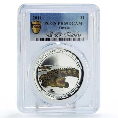 ツバル 1ドル 保護野生生物 ワニ動物相 PR69 PCGS 銀貨 2011年|世界の紙幣・金・銀・銅 ラフテル