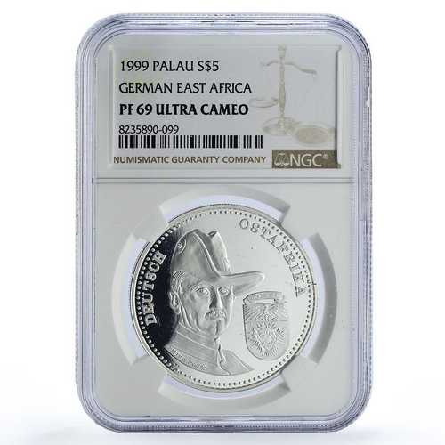 パラオ 5ドル ドイツ領東アフリカ ゾウの歴史 PF69 NGC 銀貨 1999年｜世界の紙幣・金・銀・銅 ラフテル