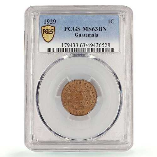 グアテマラ 1センタボ 通常貨幣 KM-247 MS63 PCGS ブロンズ貨幣 1929年|世界の紙幣・金・銀・銅 ラフテル