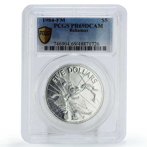 バハマ 5ドル 通常貨幣 歴史地図 KM-106 PR69 PCGS Ag コイン 1984|世界の紙幣・金・銀・銅 ラフテル