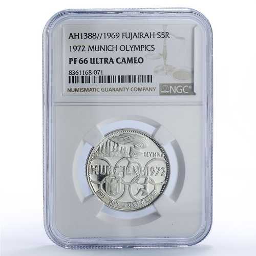 フジャイラ 5リヤル ミュンヘン 1972年オリンピック PF66 NGC 銀貨 1969年｜世界の紙幣・金・銀・銅 ラフテル