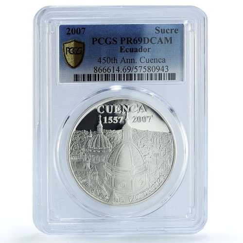 エクアドル 1スクレ クエンカ大聖堂 KM-121 宗教 教会 PR 69 PCGS Ag コイン 2007｜世界の紙幣・金・銀・銅 ラフテル