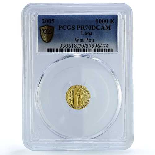 ラオス 1000キープ ワット・プー KM-136 歴史 宗教 PR 70 PCGS 金貨 2005|世界の紙幣・金・銀・銅 ラフテル