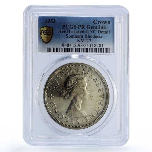 南ローデシア 1クラウン セシル・ローズ生誕史 UNC PCGS 銀貨 1953年｜世界の紙幣・金・銀・銅 ラフテル