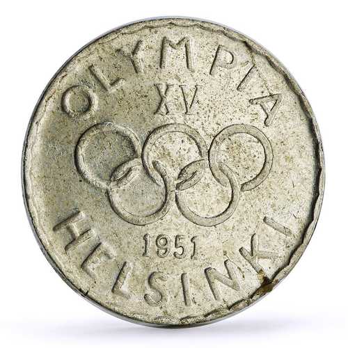 フィンランド 500マルカ ヘルシンキ夏季オリンピック オリンピック KM-35 銀貨 1951年｜世界の紙幣・金・銀・銅 ラフテル