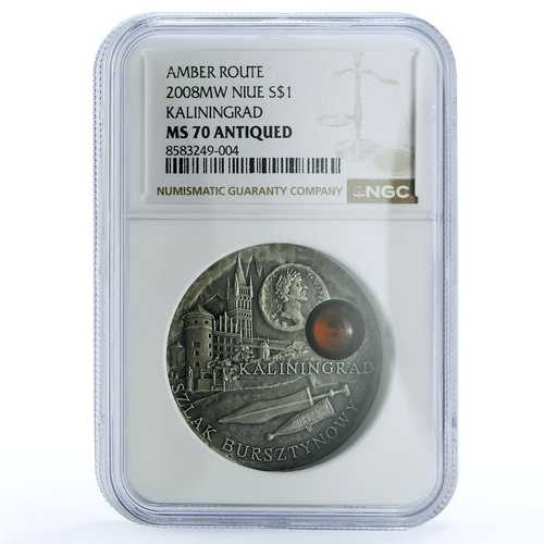 ニウエ 1ドル カリーニングラード KM-204 アンバールートシティ MS 70 NGC 銀貨 2008年｜世界の紙幣・金・銀・銅 ラフテル